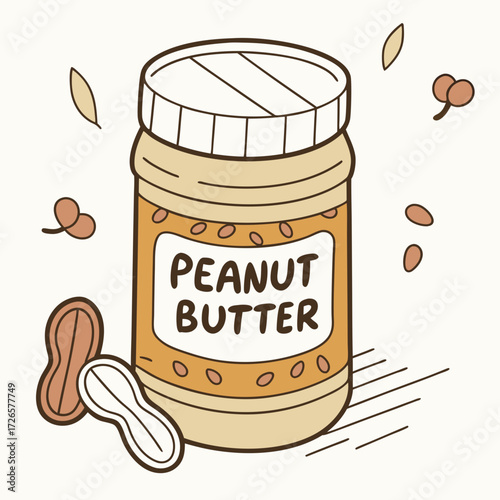 Illustration of a peanut butter jar with peanuts