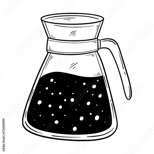 Hand Drawn Glass Carafe for Drip or Pour Over Coffee Line Art Sketch