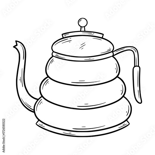 Hand Drawn Modern Gooseneck Kettle for Pour Over Coffee Line Art Sketch