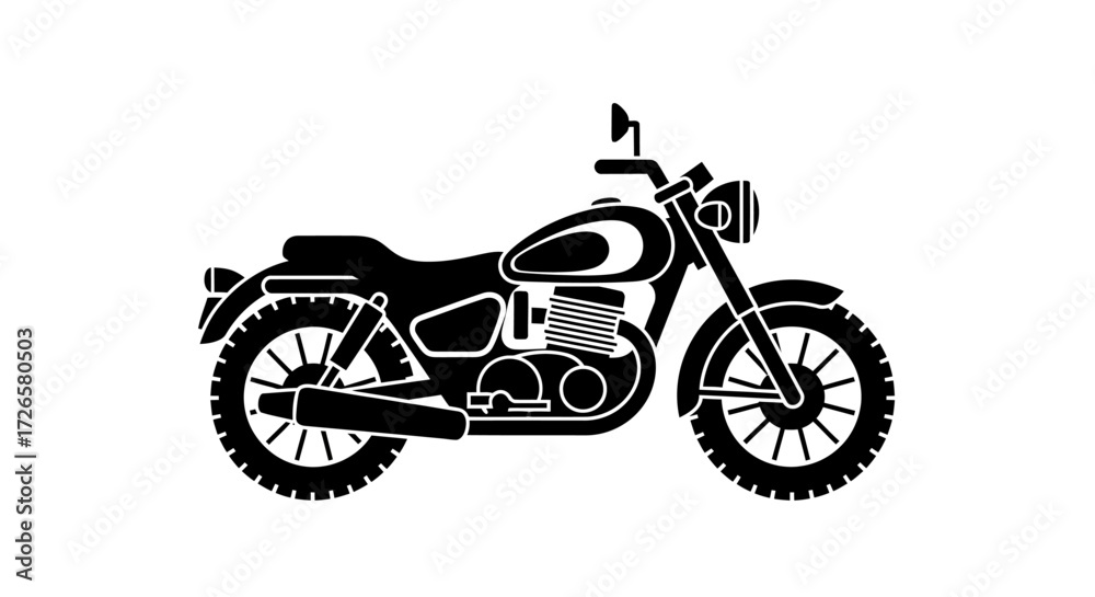 Obraz premium Sleek black motorcycle icon for transportation and design projects, illustration with solid design