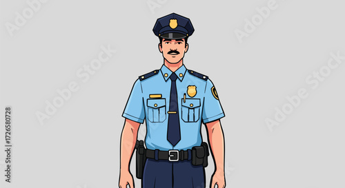 Professional Female Police Officer in Uniform Standing Proud for Public Safety