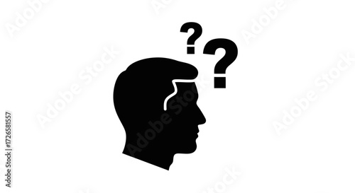 Silhouette of a man's head with question marks, representing confusion and uncertainty surrounding