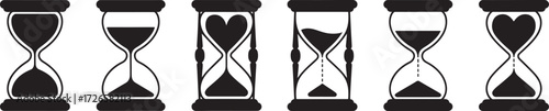 Cartoon Hourglass Icon, Sandglass Illustration Vector, Time Measurement Cartoon, Antique Hourglass Clipart, Funny Hourglass Design, Black White Hourglass, Classic Sand Timer Cartoon, Old Clock Illustr