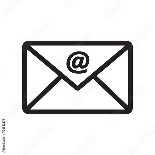Email Symbol Outline of an Envelope with an At Sign