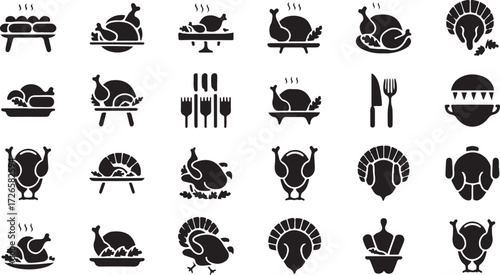 Food Icon Set, Restaurant Menu Cartoon, Fast Food Illustration, Black Food Silhouettes, Cartoon Meal Clipart, Drink and Food Icons, Kitchen Cartoon Vector, Funny Dining Symbols, Snack Time Clipart, Ca