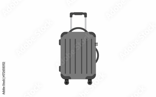 A gray rolling suitcase with a retractable handle, perfect for travel.