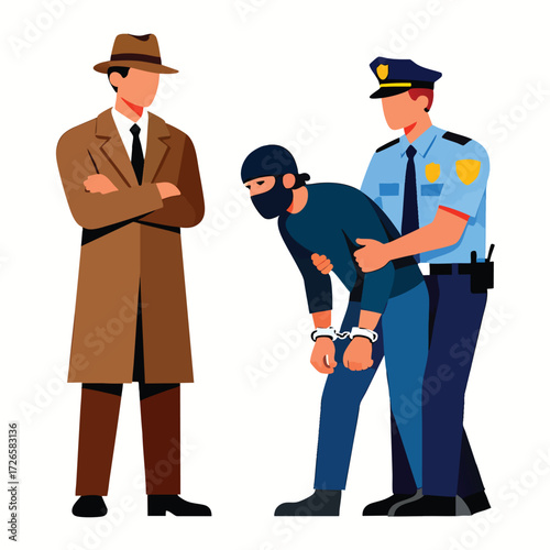 Law Enforcement and Police Officer Arresting a Suspect in Handcuffs
