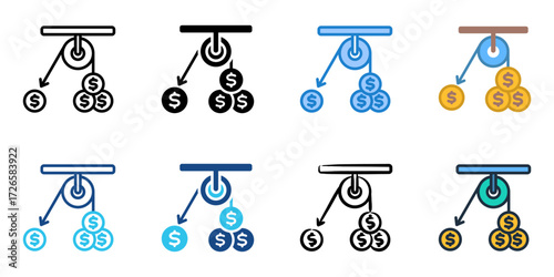 Leveraged investing icon set multiple style collection 

