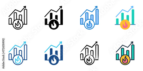 Trend following icon set multiple style collection 

