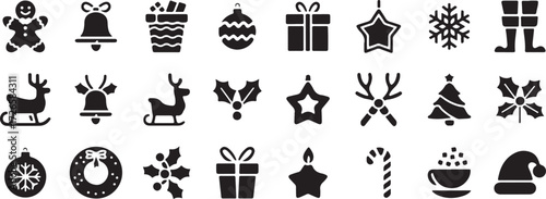 Christmas Decoration Icons, Festive Ornaments Cartoon, Holiday Gift Symbol, Celebration Cartoon Vector, Xmas Decoration Clipart, Christmas Party Design, Seasonal Decorative Cartoon, Kids Christmas Orn