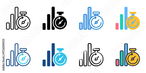 Market timing icon set multiple style collection 
