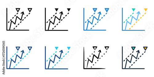 Technical analysis icon set multiple style collection 

