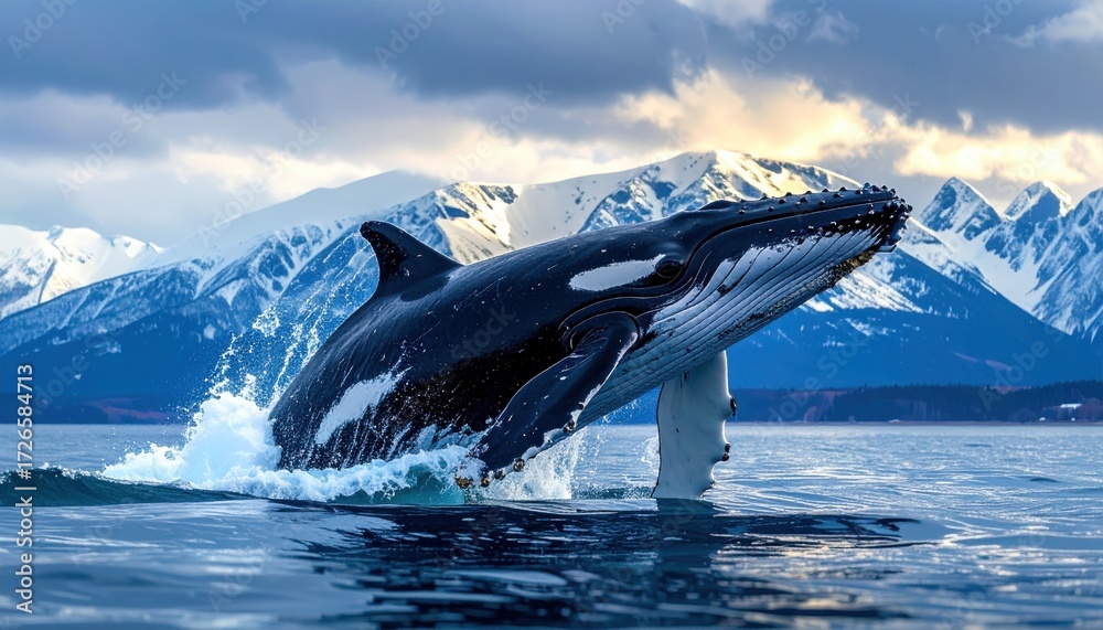 Fototapeta premium Bowhead Whale beautiful and imaginative composition with rich detail.