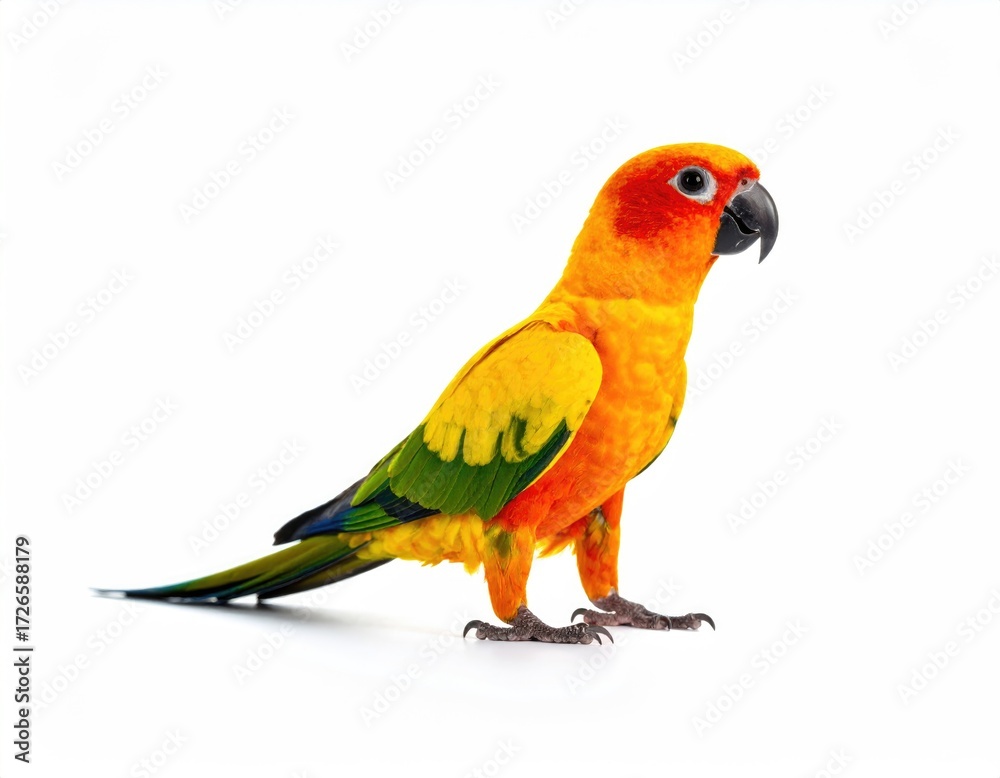 Obraz premium Vibrant parrot profile against white