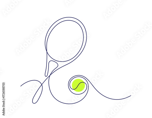 tennis racket and ball line art clip art preview