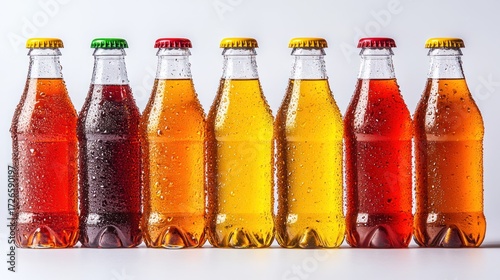 Row of colorful soda bottles