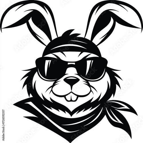 Cool bunny with sunglasses and bandana creates striking appeal