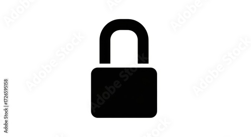 Simple black padlock icon isolated on a white background, representing security and privacy.