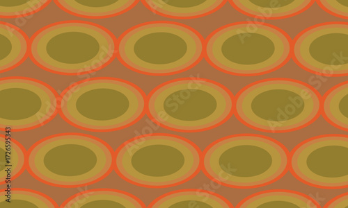 Seamless retro geometric circle pattern design with vintage orange and yellow dots illustration