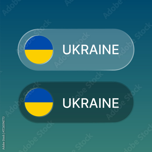 ukraine Flag button with liquid glass style design