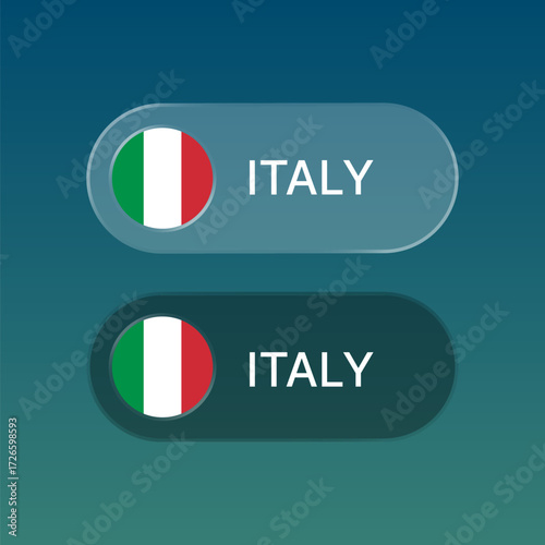 italy Flag button with liquid glass style design