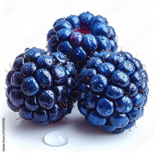 Close-up of three blackberries