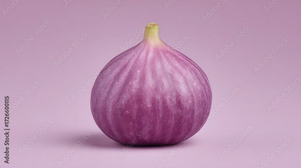 Fototapeta premium Delicate fig resting elegantly against a soft pastel backdrop, showcasing texture and color in natural beauty. National Fig Week
