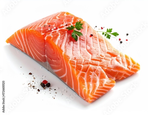 Fresh salmon fillet, isolated on white