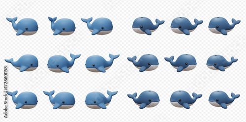 A repeating pattern of blue cartoon whales facing different directions, arranged in rows on a transparent background.
