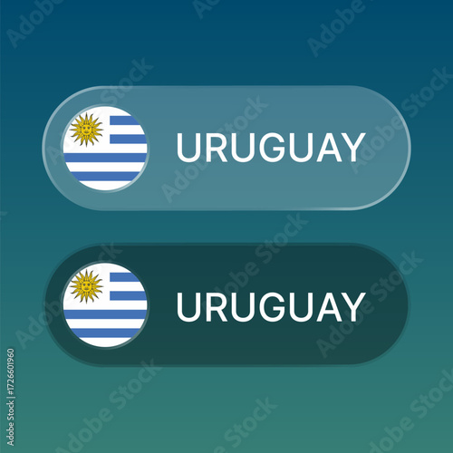 uruguay Flag button with liquid glass style design