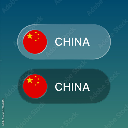 china Flag button with liquid glass style design