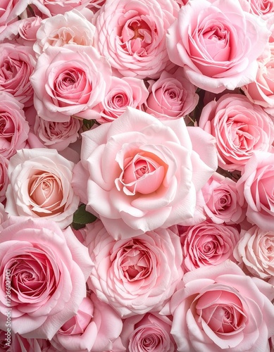 Close-up of many delicate pink roses