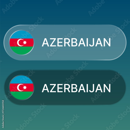 aerbaijan Flag button with liquid glass style design