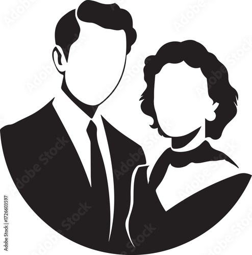Man woman cameo vector silhouette