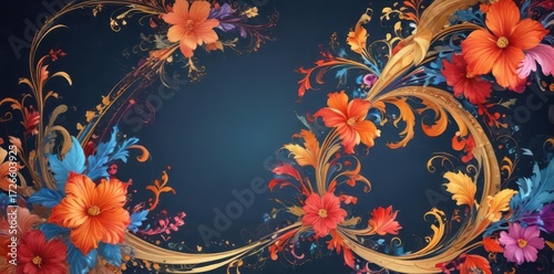 Intricate swirling floral scrolls on an abstract background , curl, fabric, flourish