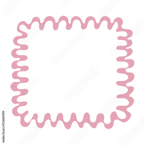 A single hand-drawn square frame with scalloped wavy edges. Bold orange decorative border in doodle style. Ideal for scrapbooking, invitations, greeting cards, photo albums, and creative designs.