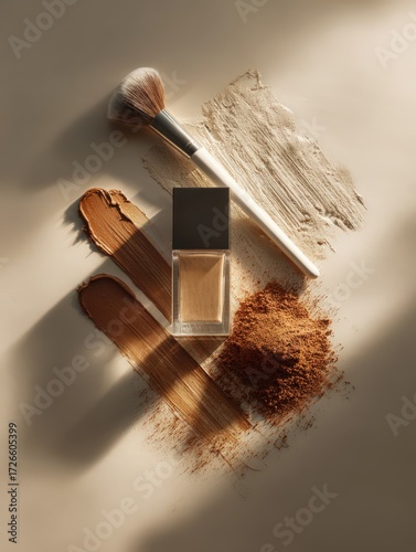 Luxury Cosmetics Still Life on Beige Background