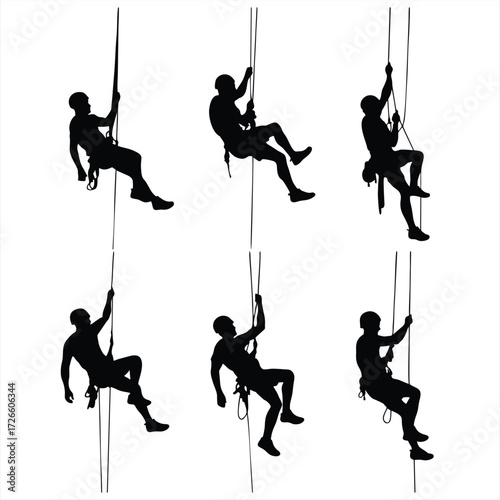 Adventure Sport Rock Climbing Silhouettes