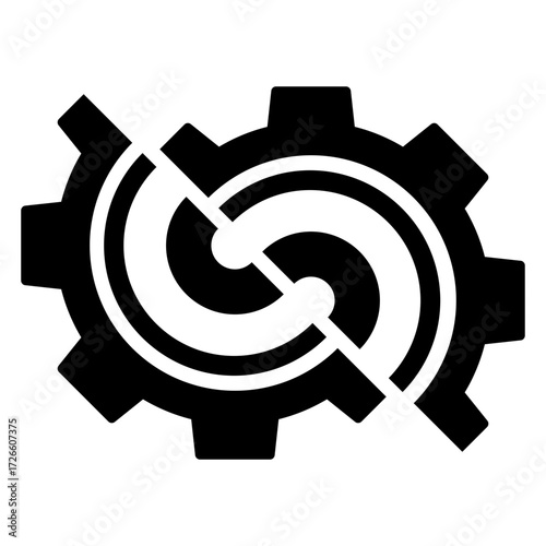 Logo maquinaria industrial. Icono engranaje dividido por la mitad 