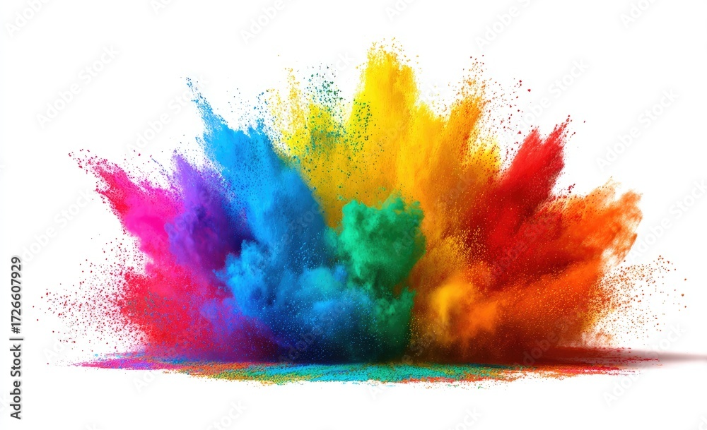 Fototapeta premium Colorful powder explosion on white background