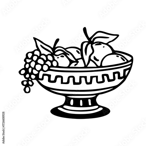Greco-Roman pedestal bowl with fruit outline