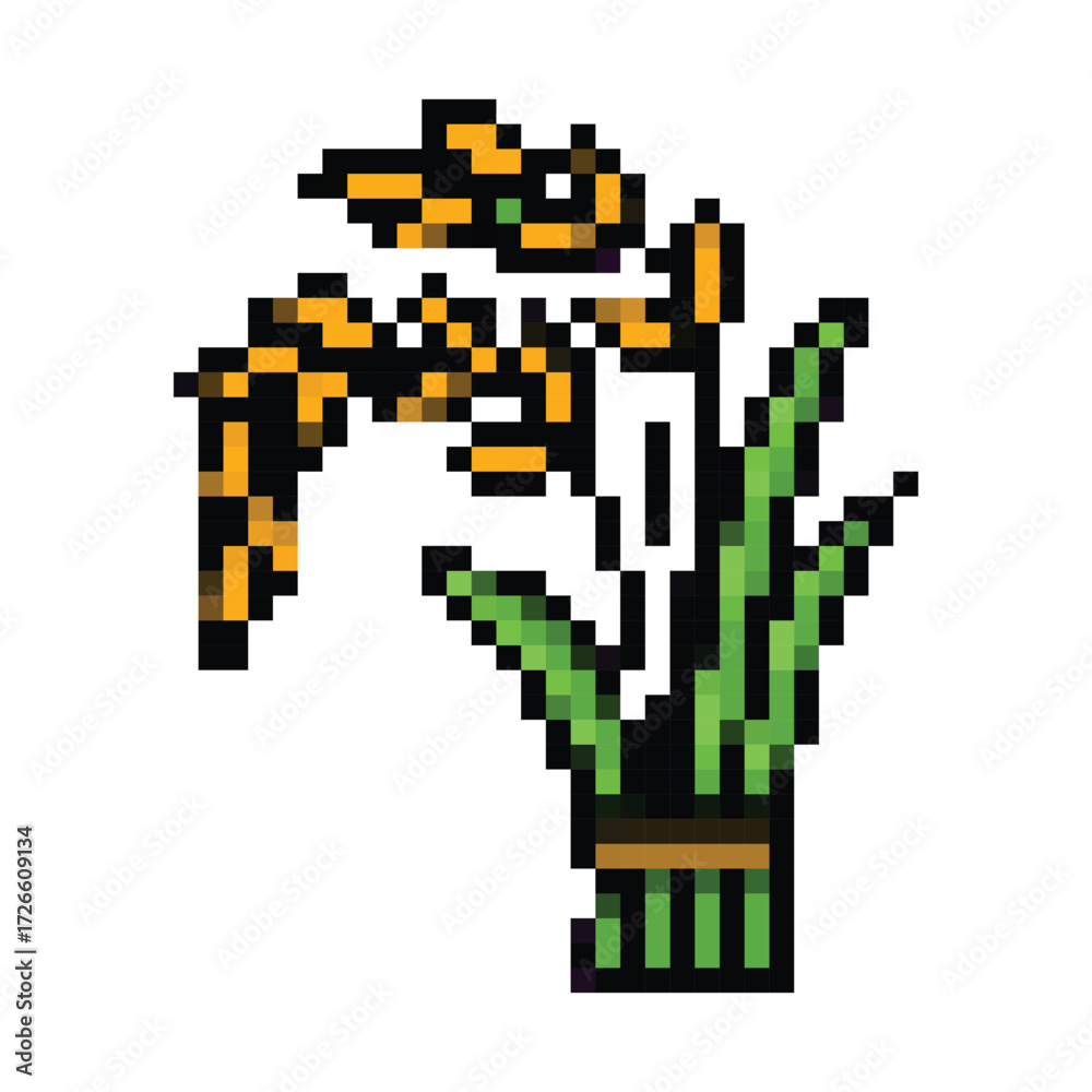 Obraz premium Pixel Art Bundle Of Rice Plants Icon