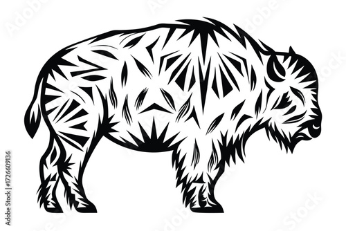Geometric rhinoceros silhouette shows a modern design using triangles and strong lines