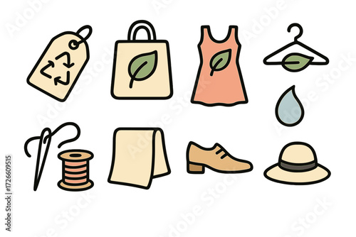 Eco-friendly fashion icons: sustainable clothing and accessories with nature theme
