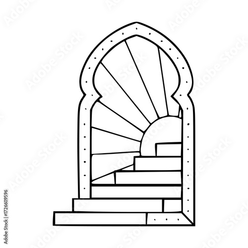 Islamic archway sunrise steps