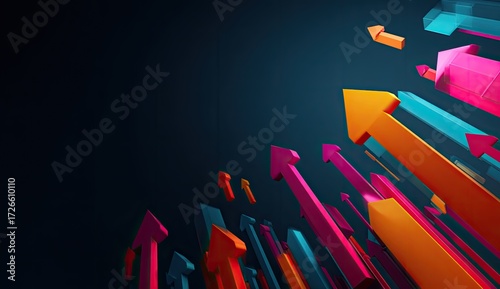 Colorful arrows pointing upward on dark background