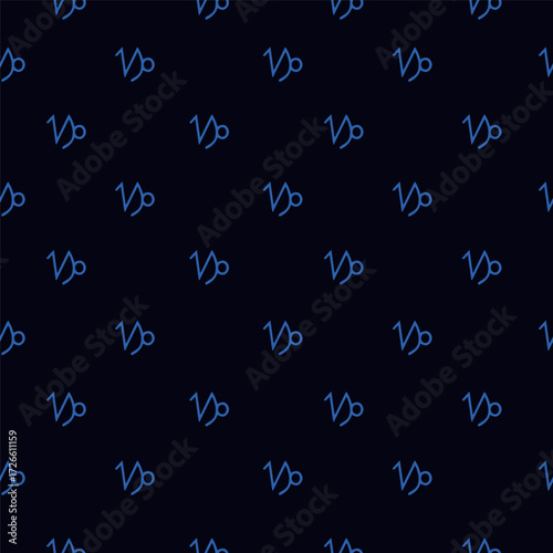 The zodiac sign Capricorn is blue on a dark blue background. Vector template for postcards, fabrics, textiles, wallpaper, paper, packaging.