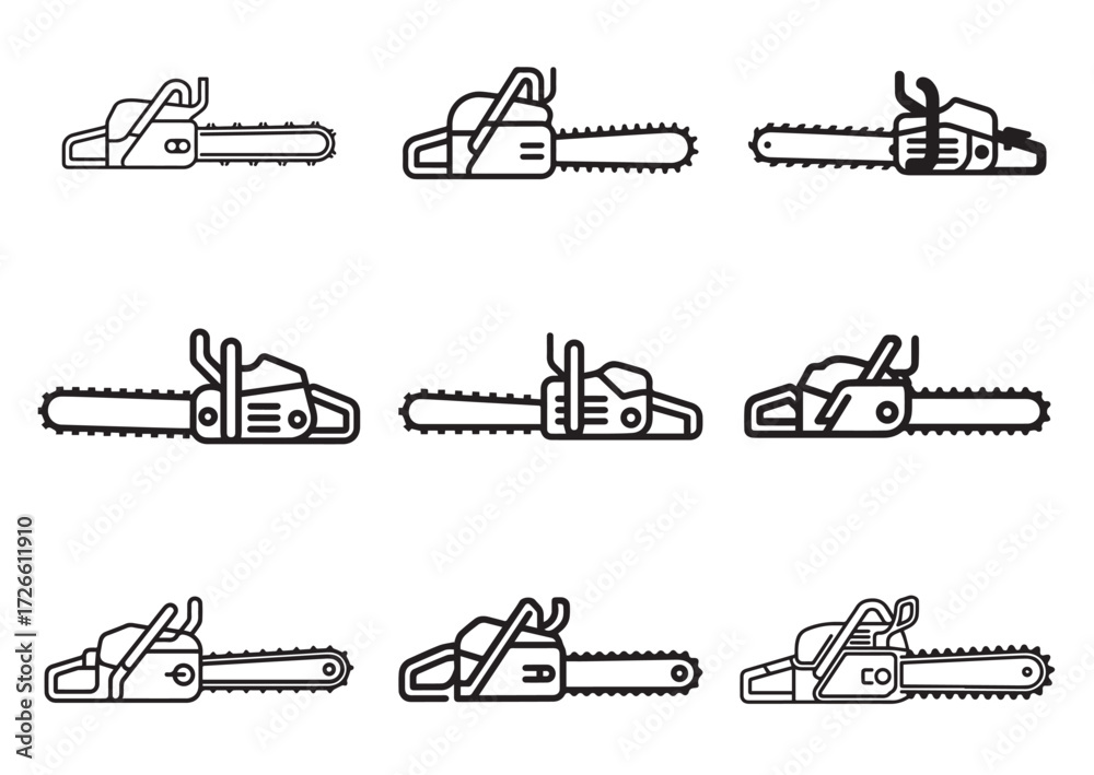 Obraz premium Chainsaw line art vector