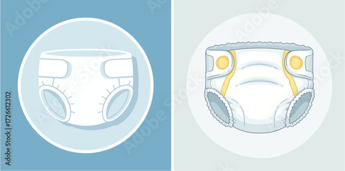 Illustrations of White Baby Diapers