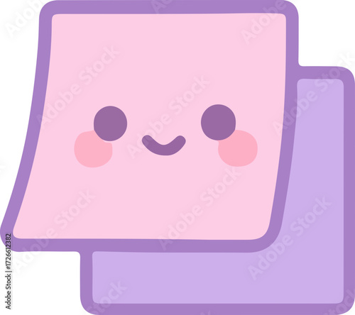 Cute Cartoon Sticky Note Pad Smiling with Happy Expression - Office Supplies or Reminders